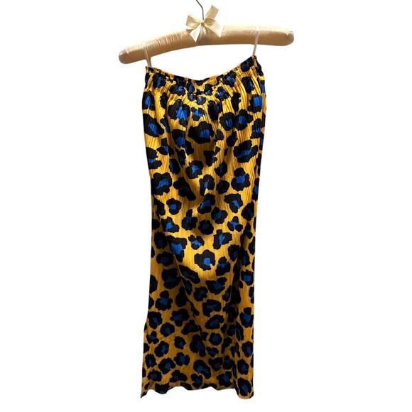 Issey Miyake IM02KN782 Pleated Leopard Skirt Yellow Blue Size 1 - Picture 3 of 12